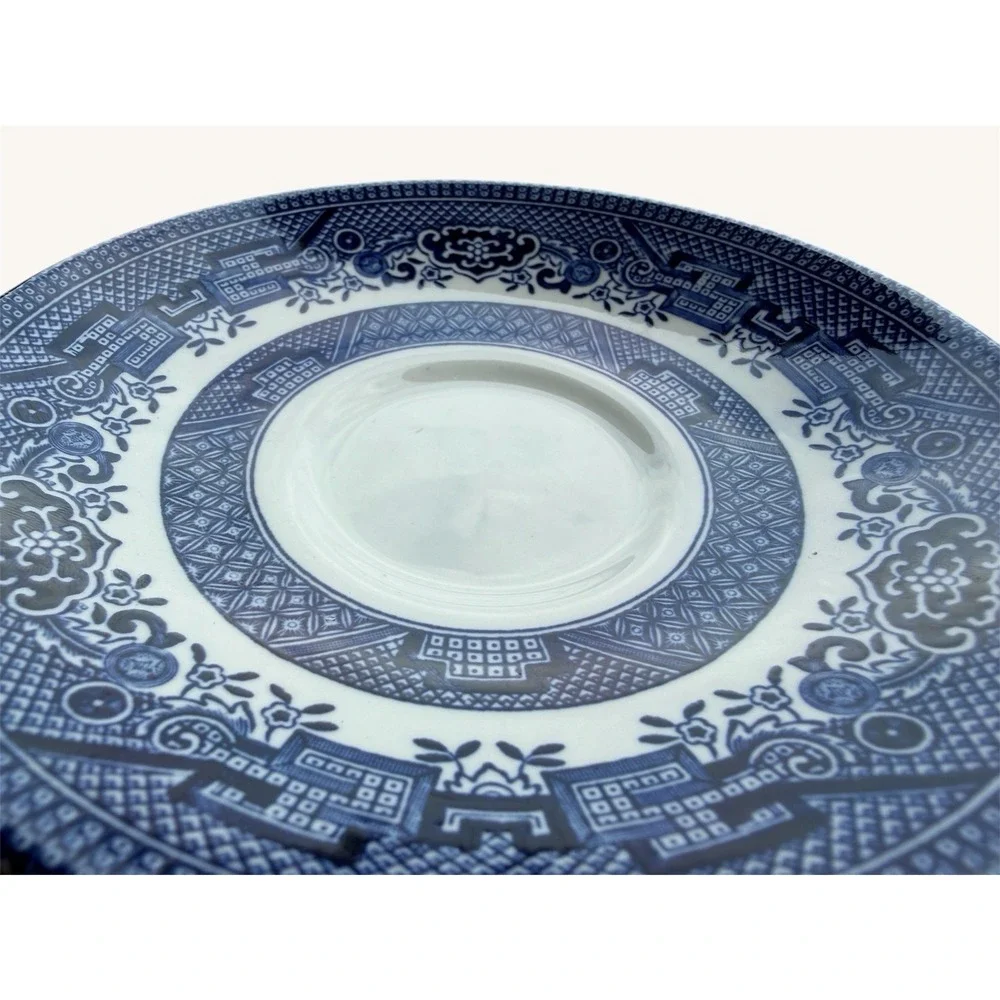 Vintage Churchill Blue Willow Saucers Set of 2 Staffordshire England 5.5